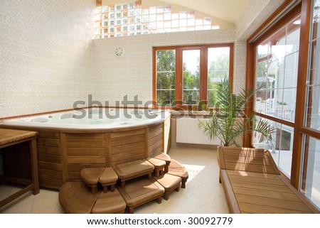 modern spa interior with jacuzzi