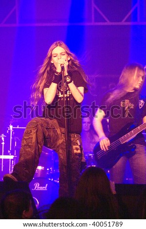 BUDAPEST-OCTOBER 28: Amoral death metal band performs on stage at Diesel club October 28, 2009 in Budapest, Hungary