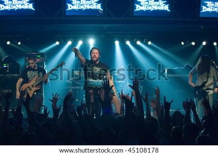 BUDAPEST - JANUARY 18: USA Death Metal Band called The Black Dahlia Murders performs on stage at Diesel Club on  January 18, 2010 in Budapest, Hungary.