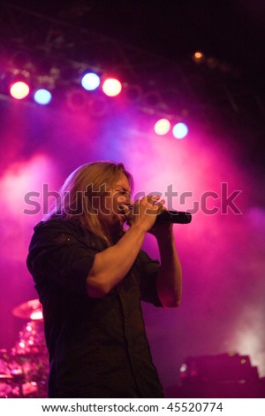 BUDAPEST - JANUARY 26: Power Metal  Band from Finland called Stratovarius  performs on stage at PeCsa on January 26,  2010 in Budapest, Hungary.