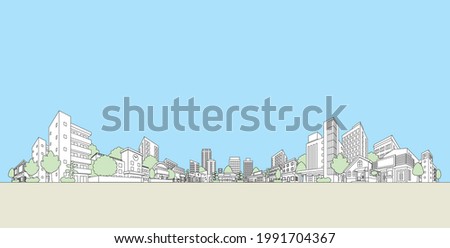 Vector illustration of cityscape. Line drawing illustration.