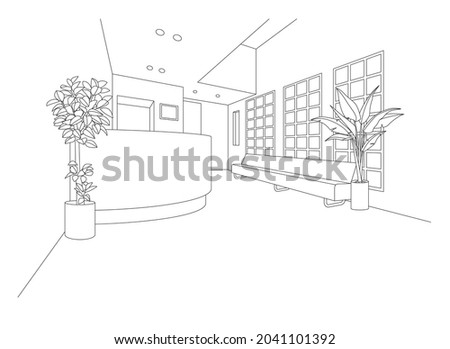 Line drawing vector illustration of the hospital.