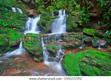 Beautiful sai thip waterfall  phu soi dao national park, uttaradit, province asia southeast asia Thailand
