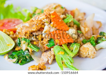 Stir soy sauce pork thailand food