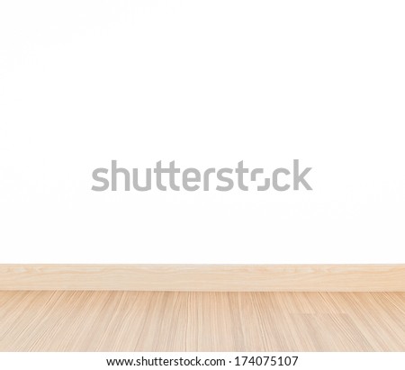 Empty room with wall and wooden floor laminate background