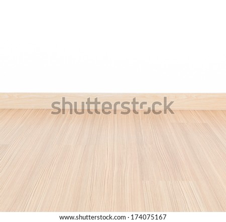 Empty room with wall and wooden floor laminate background