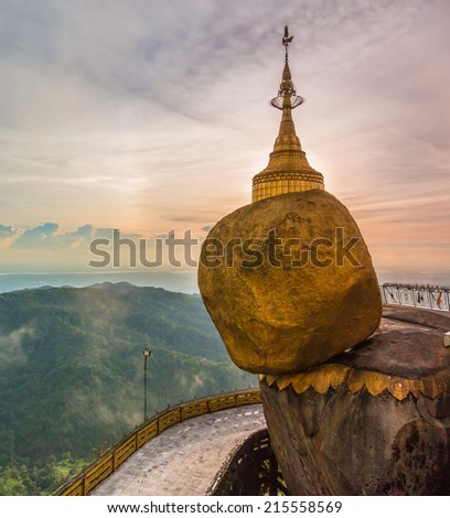 Kyaikhtiyo or Kyaiktiyo pagoda, Golden rock, Myanmar.They are public domain or treasure of Buddhism, no restrict in copy or use