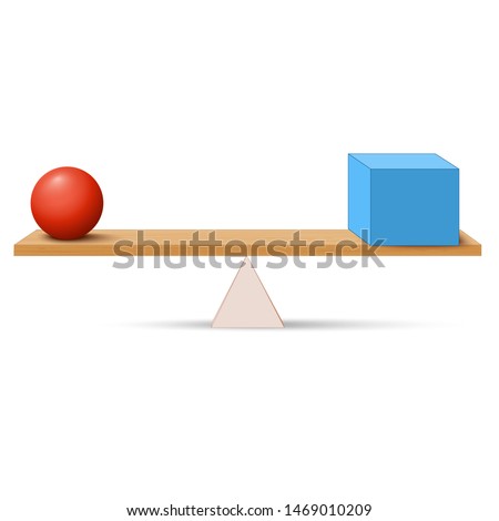 Lever with box and ball. simple machines by Archimedes. lever is a machine consisting of a beam or rigid rod pivoted at a fixed hinge or fulcrum. Vector illustration for education and science use