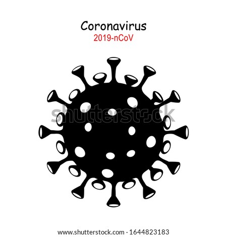 Coronavirus 2019-nCoV. Corona virus icon. Black on white background isolated. illness respiratory infection (illness outbreak). influenza pandemic. virion of Corona-virus.  COVID-19