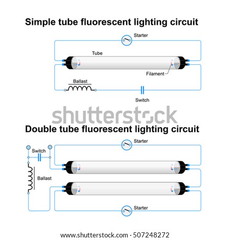 Twin Tube Fluorescent Light Wiring Diagram from image.shutterstock.com