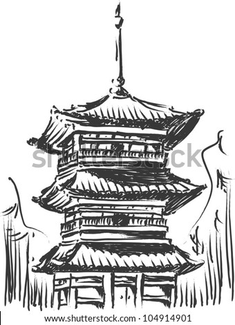 Sketch Of Japan Landmark - Kiyomizu Temple Stock Vector 104914901 ...