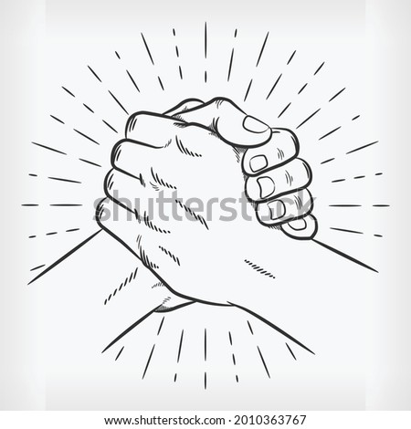 Doodle Urban Soul Handshake Handdrawing Sketch Thumb Clasp Vector