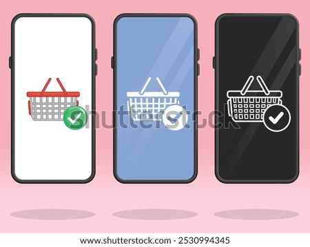 Smartphone Shopping Basket Check Checkout Completed