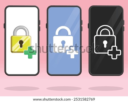 Smartphone Lock Plus Sign Adding Padlock