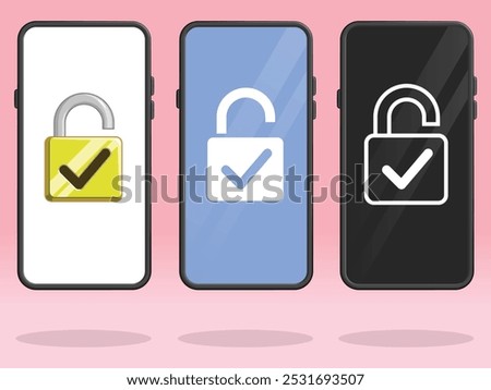 Smartphone Lock Open Check Mark Keyhole