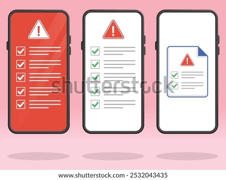 Smartphone Checklist Triangle Red Warning File