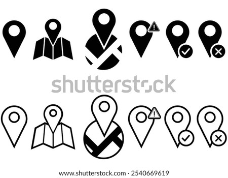 Icon Map Location Pin Outline Symbols