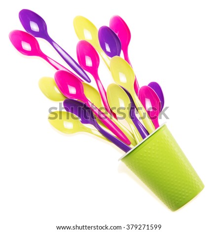 Similar – Image, Stock Photo disposable plastic cups, forks on a blue background
