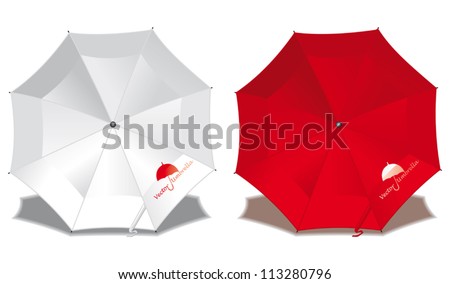 Vector umbrella. Red and white.