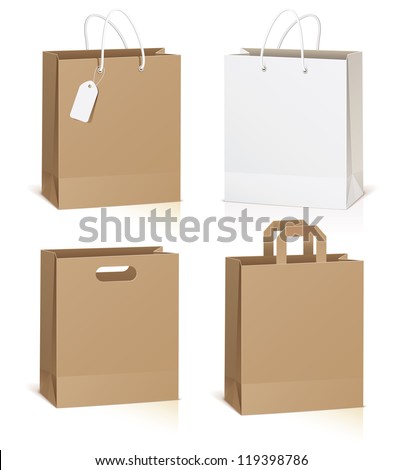 Empty shopping bag isolated on white background, vector illustration