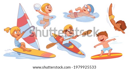 Similar – Image, Stock Photo Funny boy diving on a swimming pool