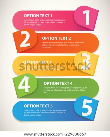 Set of infographics elements in the form of paper tape for various purposes. Sequence number. Vector illustration. Isolated on white background