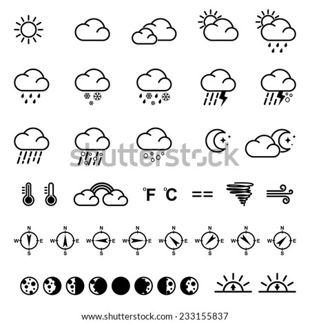 Weather icons. Vector illustration. Set