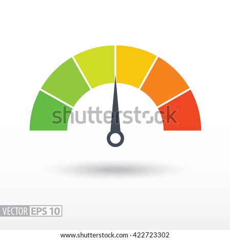 Speedometer flat icon. Sign colorful speedometer. Vector logo for web design, mobile and infographics. Vector illustration eps10. Isolated on white background.