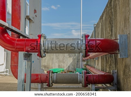 new red pipe in energy system of factory