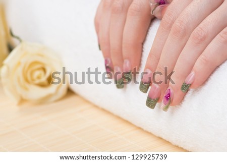 Manicure -  Professionally manicured woman fingernails. Studio shot.