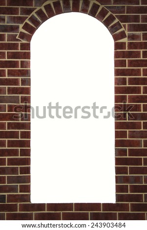 Arch with space for text frame in brick wall background