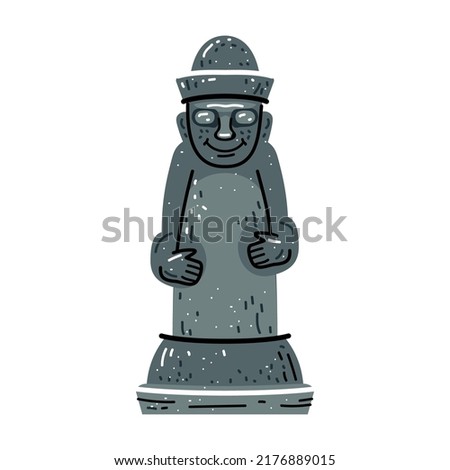 Dol hareubangs Jeju sculpture isolated on white background - Jeju Island statue South Korea