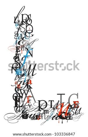 Letter L, Alphabet From Different Font Letters Stock Photo 103336847 ...