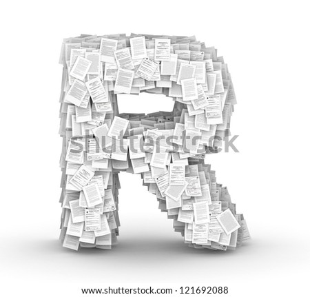 Letter R, from thousands of documents font Stock fotó © 