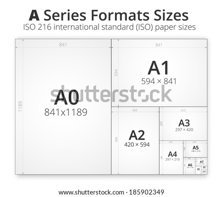 Illustration with comparison paper size of format series A, from A0 to A10 format and sizes