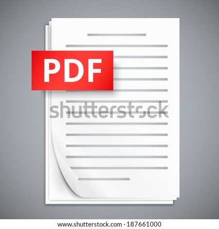 PDF icons, stack of paper sheets, vector illustration