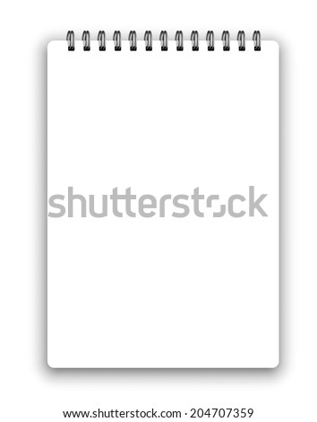 Vertical realistic spiral notepad notebook isolated on white vector