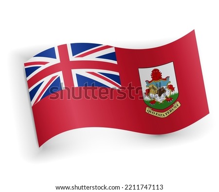 Bermuda flag bended and lying on white background