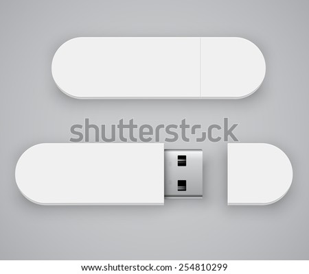 Vector template of white blank USB flash drive , good for placing logo and identify set