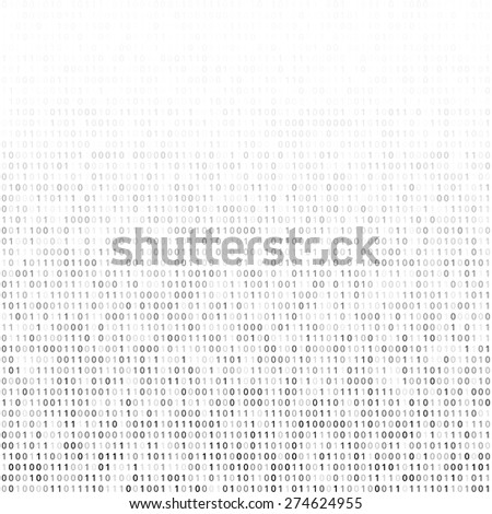Gradient fall off binary code screen listing table cypher, white, vector background