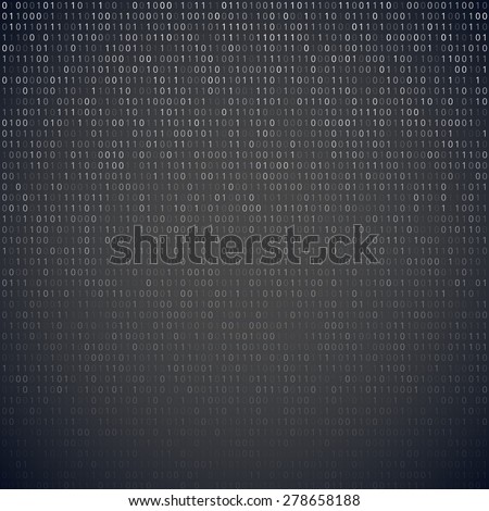Gradient fall off binary code screen listing table cypher, gray dark vector background