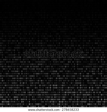 Gradient fall off binary code screen listing table cypher, black, vector background