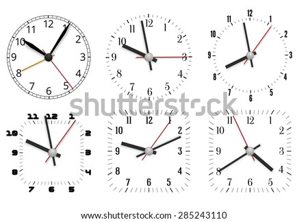 Simple minimal clock design dial plates with arrows, Vector illustration