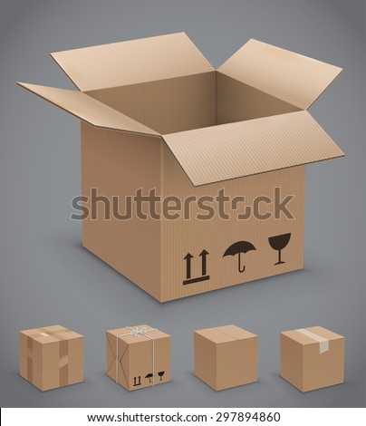 Cardboard box, vector icons