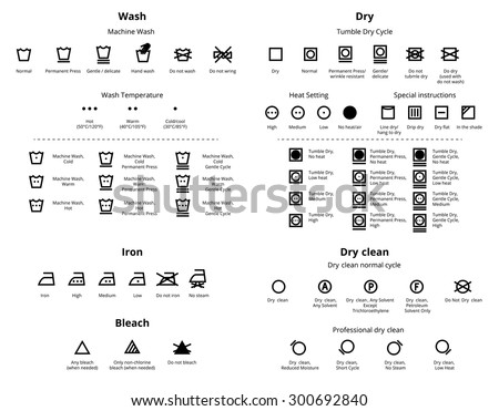 Laundry and Dry Cleaning symbols icon set. Vector collections