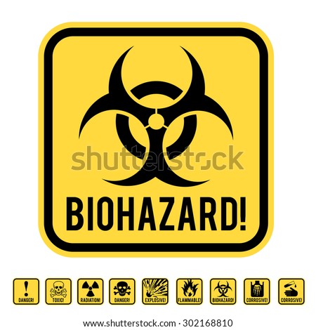 Set of danger restricted and hazards signs button,  vector EPS8 illustration