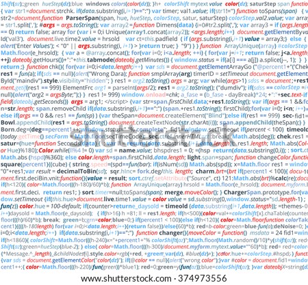 Abstract program code. Screen of colored lighted syntax of source code script. Vector background