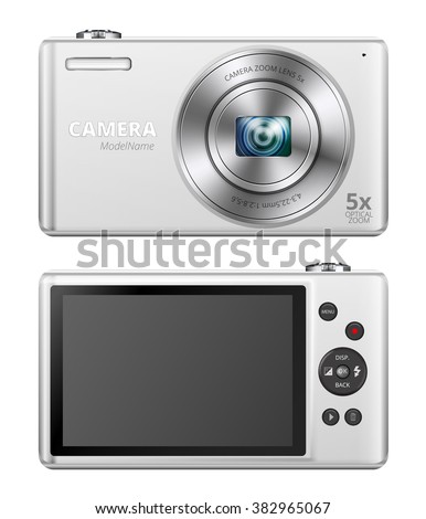 Download Vector Illustration Of Slver Color Point And Shoot Compact Digital Camera, Front And Back Sides ...