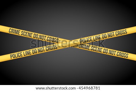 Vector illustration with Police Line Do Not Cross and Crime Scene title on Yellow Tape