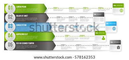 Timeline Infographic Vector Template with options of several paths for different targets